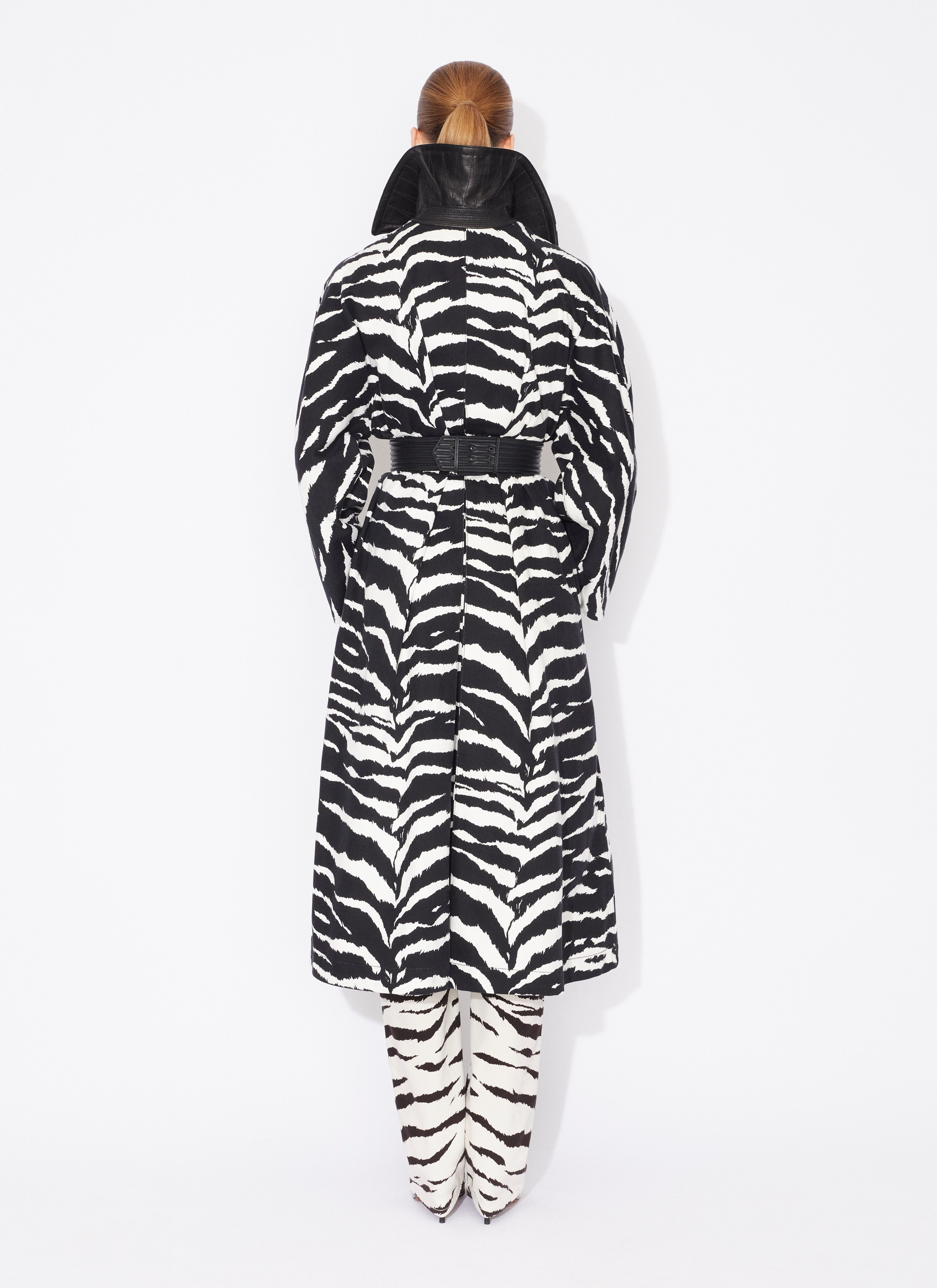 ALAÏA ALAÏA ZEBRA-PRINTED BELTED TRENCH COAT