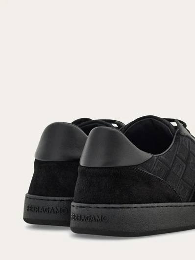 Ferragamo Achille 1 Low-top Sneakers In Leather In Black