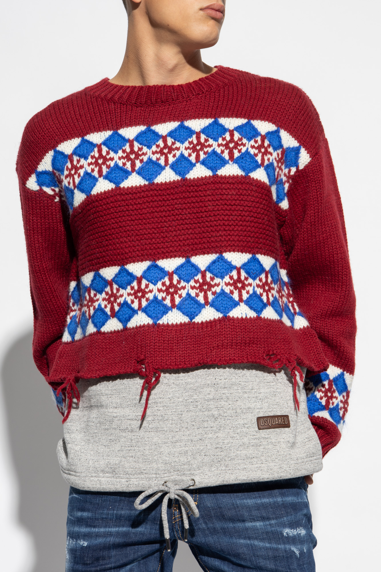 Shop Dsquared2 Distressed-finish Wool Jumper In White