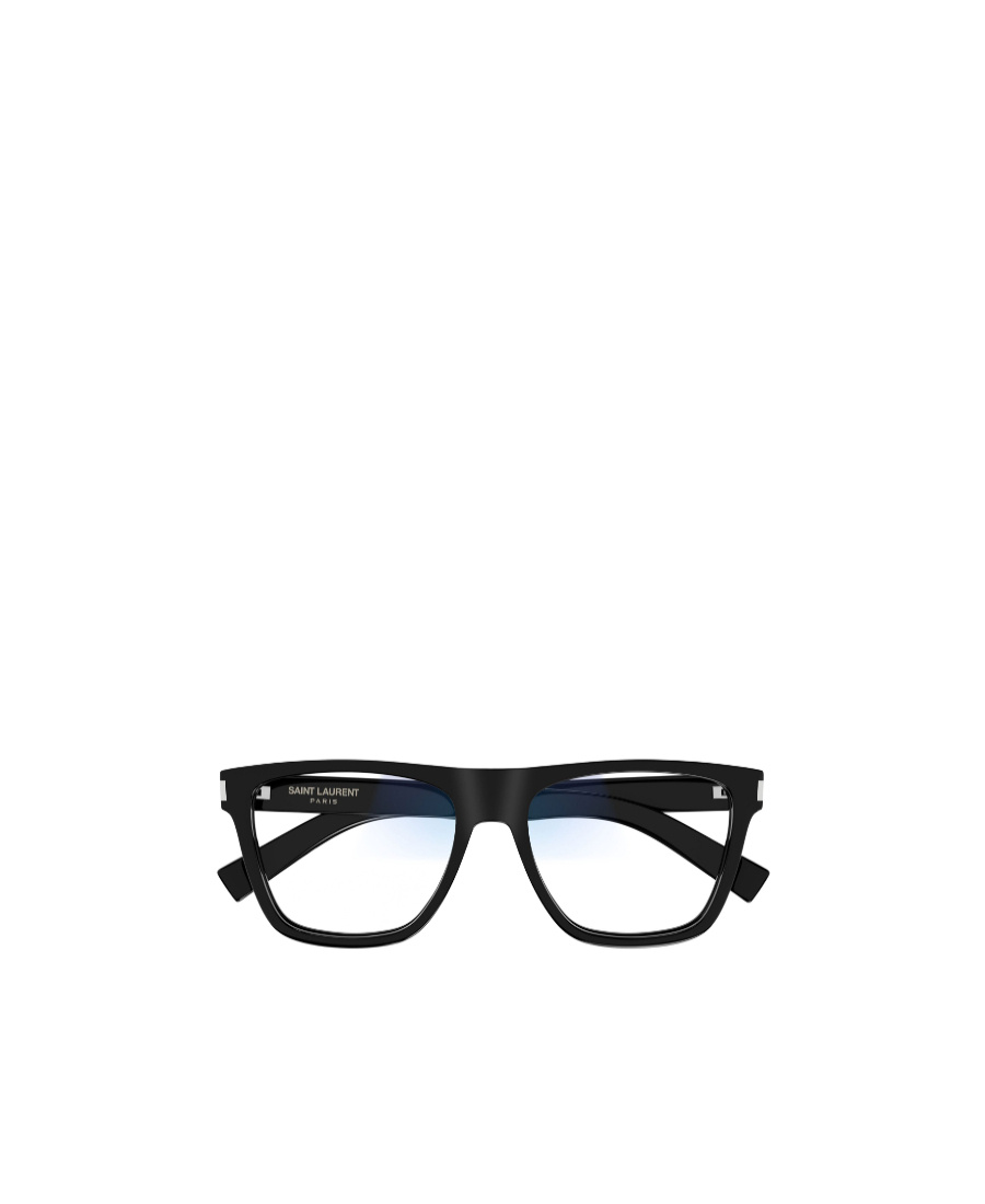Saint Laurent Logo-engraved Square-frame Glasses In Black