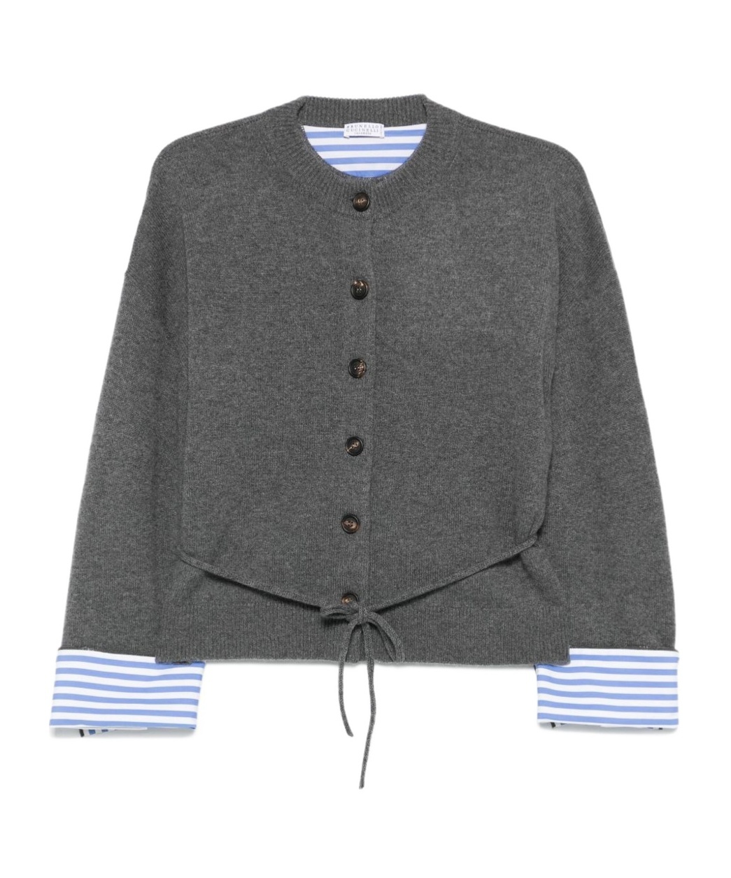 Brunello Cucinelli Button-fastening Tie-waist Cardigan In Gray