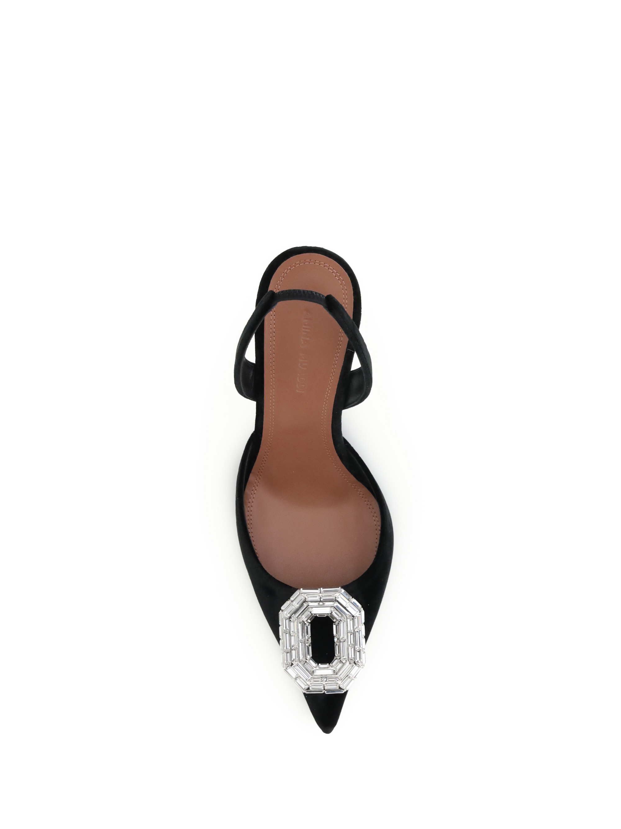 Amina Muaddi Scarpe Con Tacco Camelia In Velluto Nero  Donna In Black