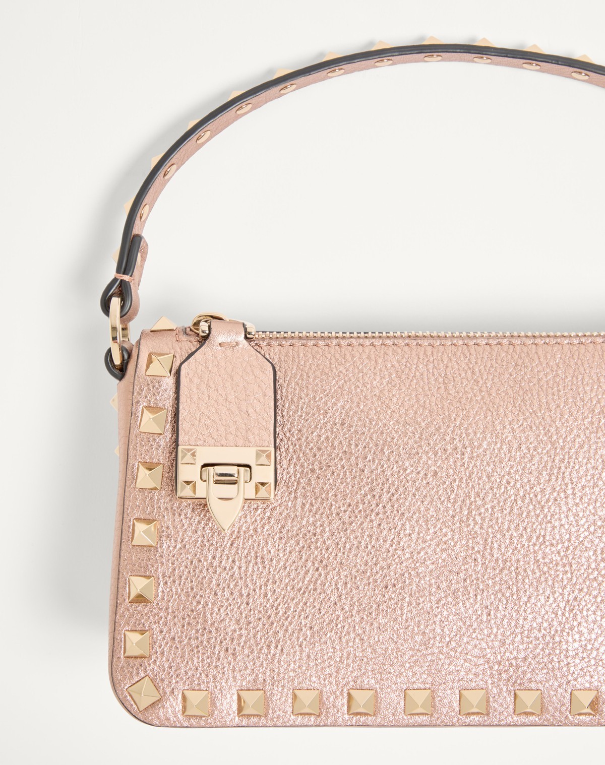 Valentino Garavani  Garavani Rockstud Small Crossbody Bag In Laminated Grainy Calfskin Leat In Pink