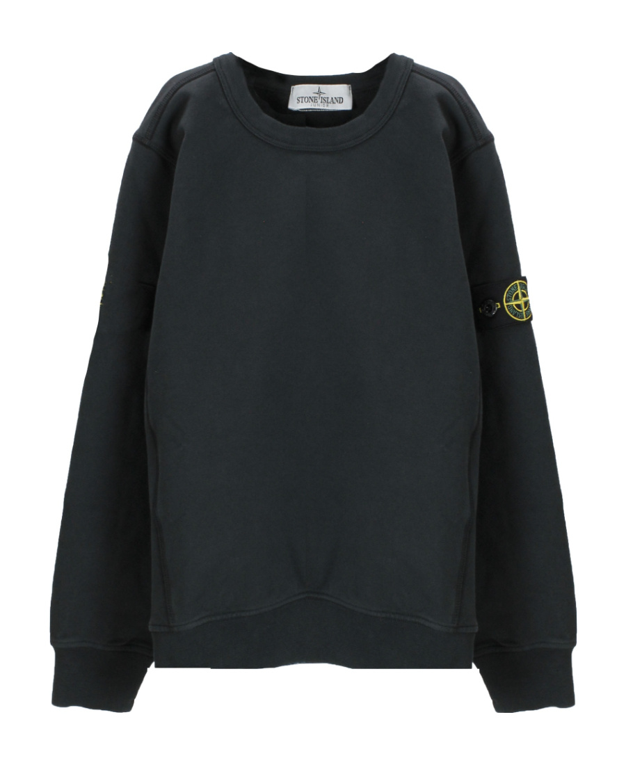 Stone Island Logo-patch Long-sleeved Sweatshirt In Black