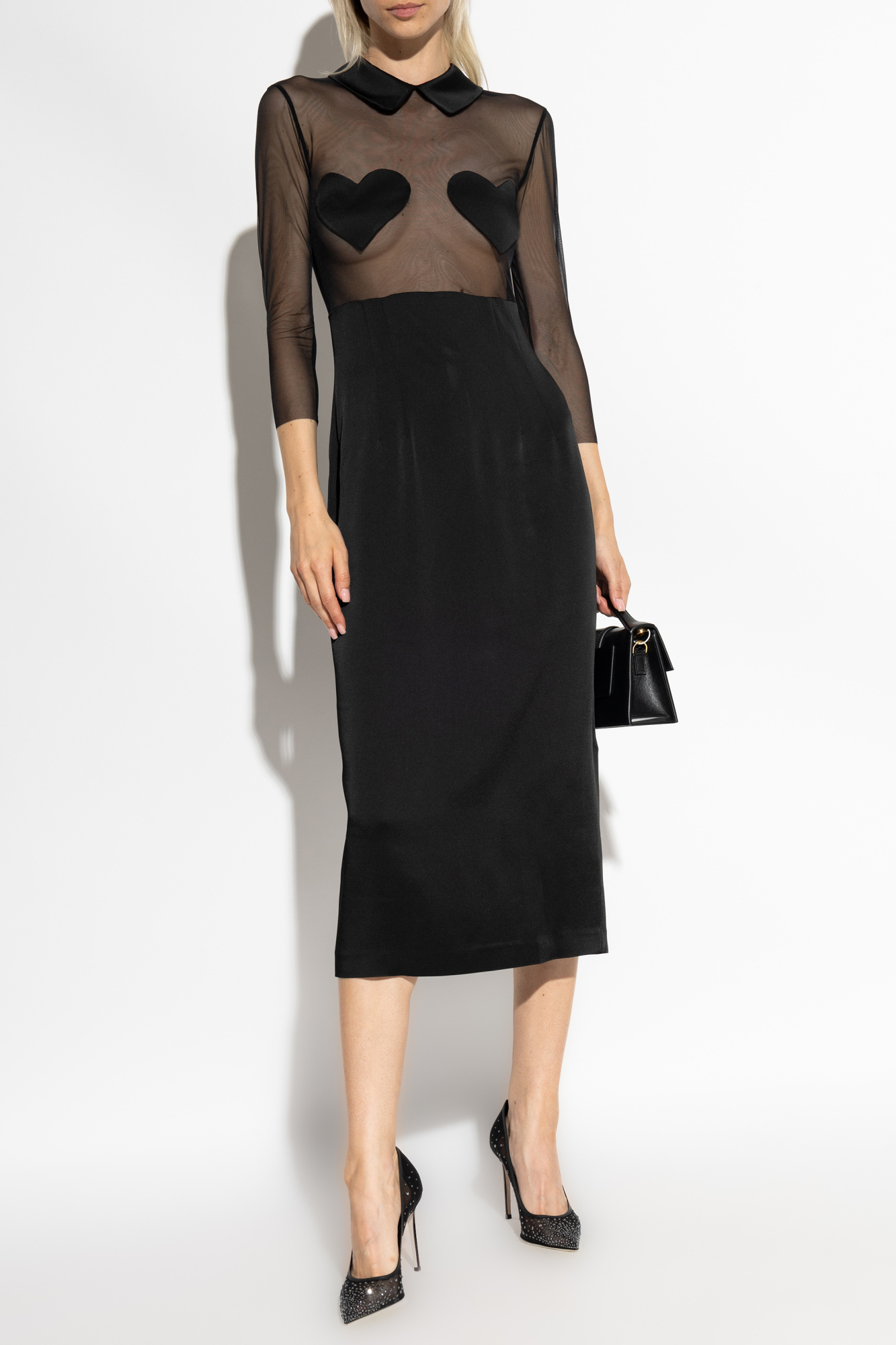 Blumarine Heart-patch Midi Dress In Black