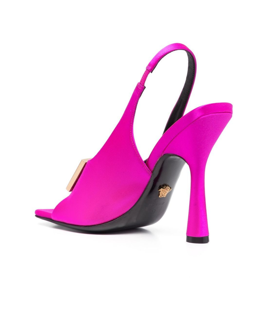 Versace Medusa Plaque Heeled Sandals In Pink
