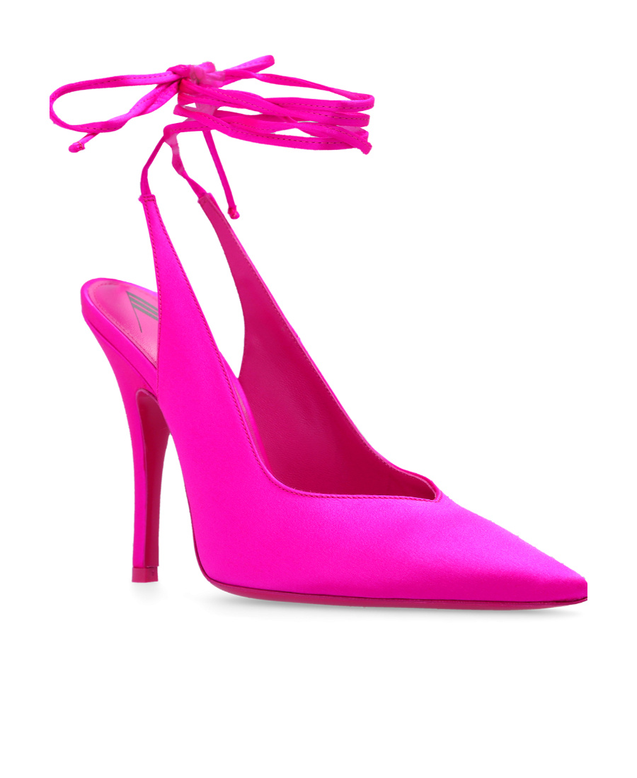 Attico Venus 105mm Satin Slingback Pumps In Pink