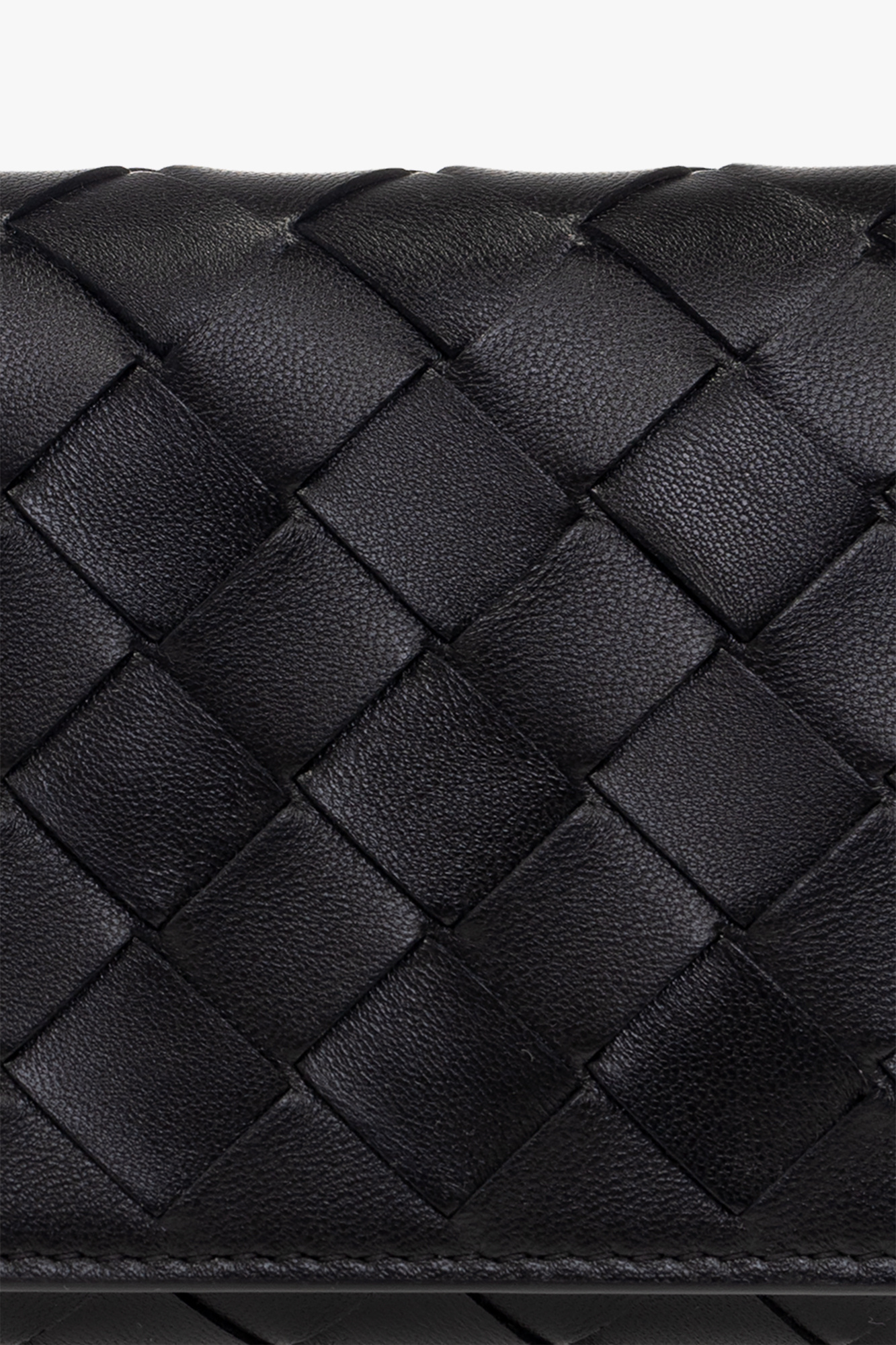 Bottega Veneta Large Woven Wallet With Flap Accessories In Black