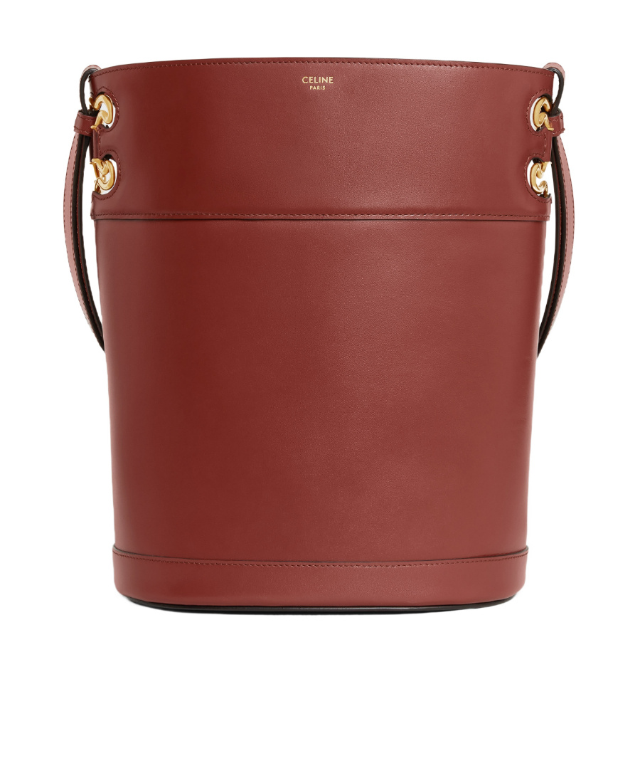 Celine Bucket Triomphe Shoulder Bag In Red