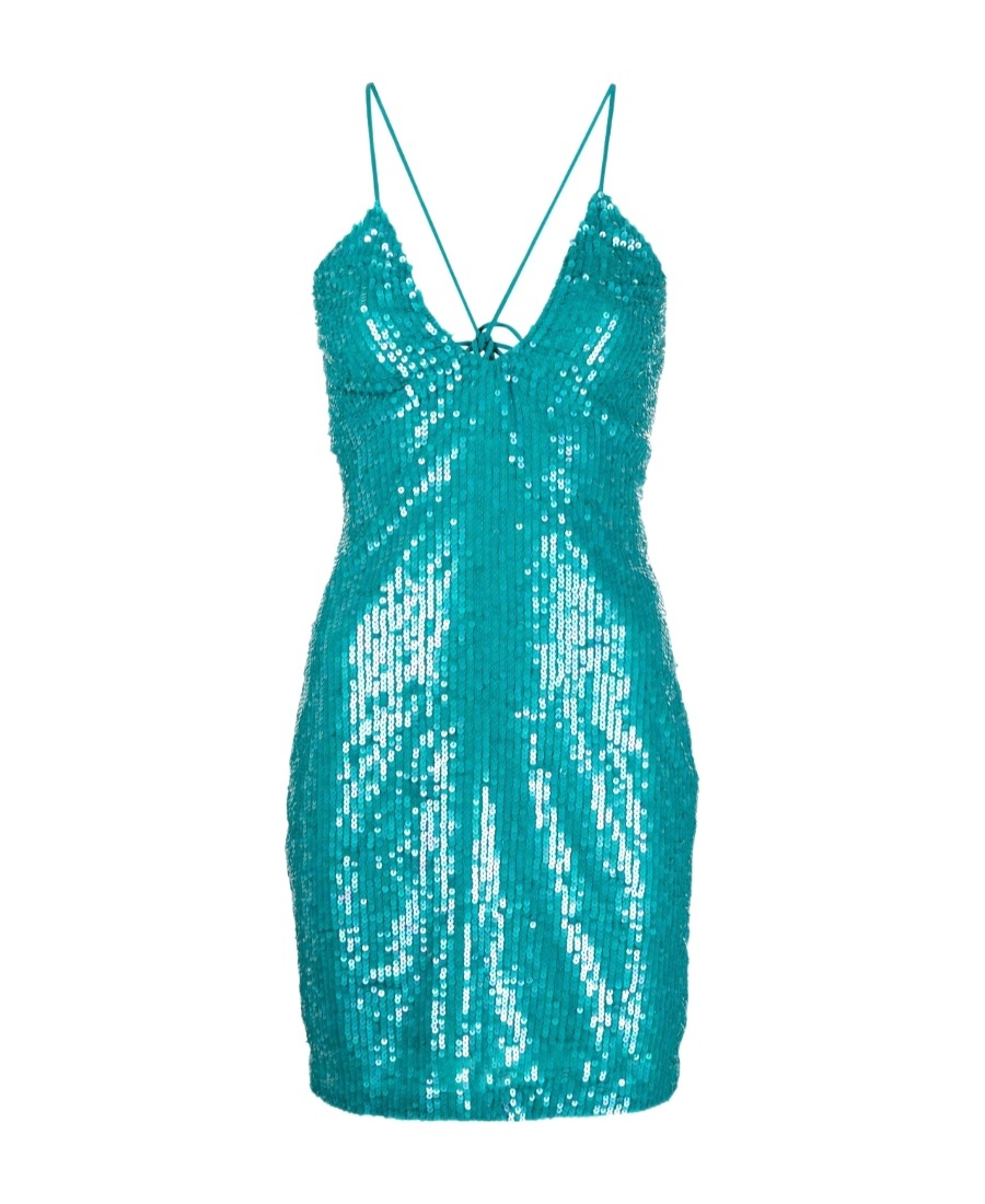 Shop P.a.r.o.s.h Sequined Mini Dress In Green