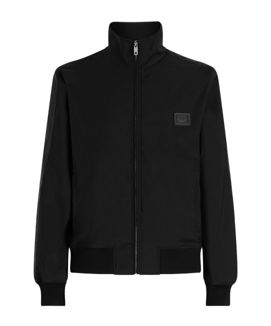 Dolce & Gabbana Zip-up Bomber Jacket With Logo Patch In Black