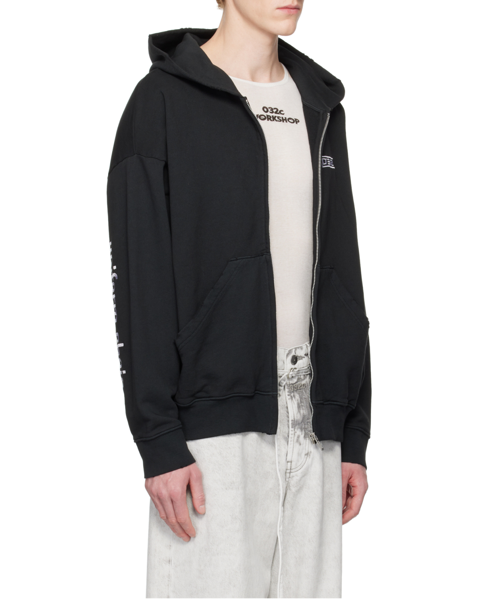 032c Black Routine Zip Hoodie
