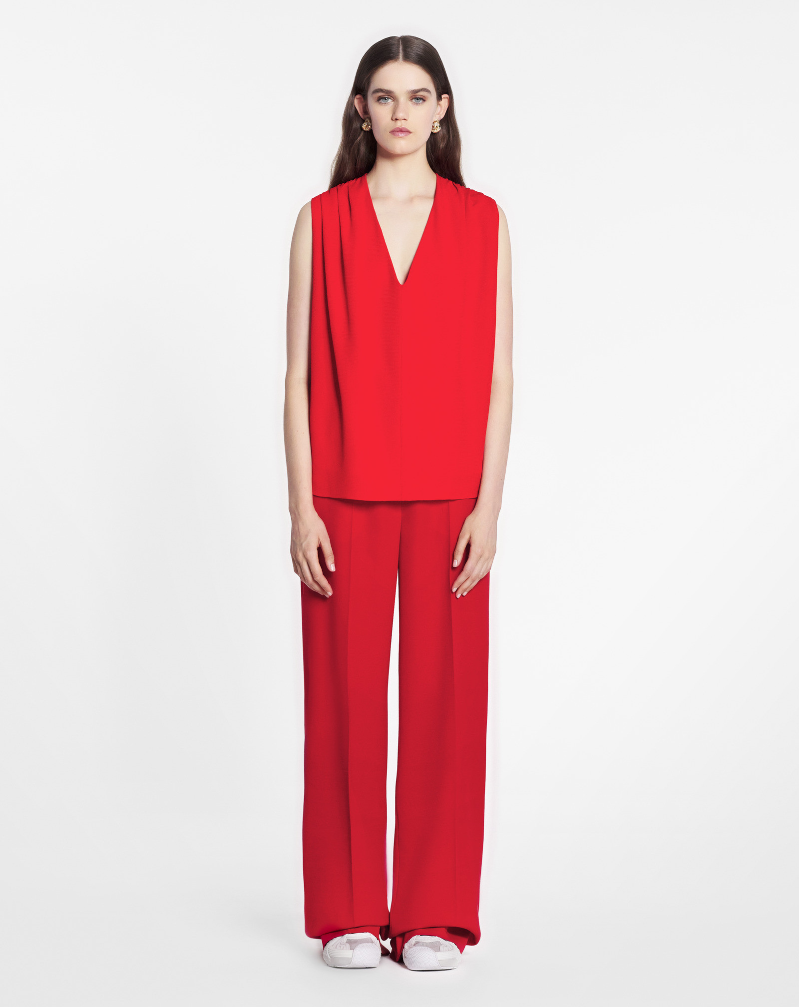 Lanvin V-neck Sleeveless Top In Red