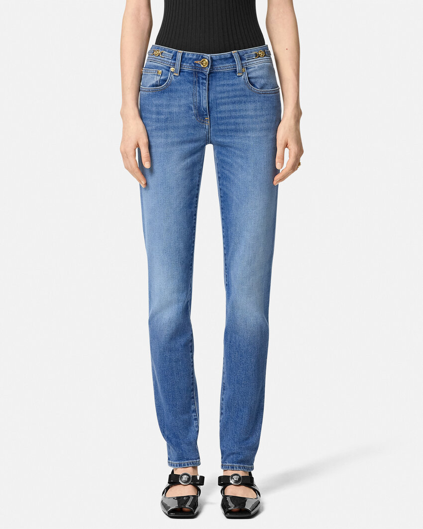 Versace Belt-loop Jeans In Blue