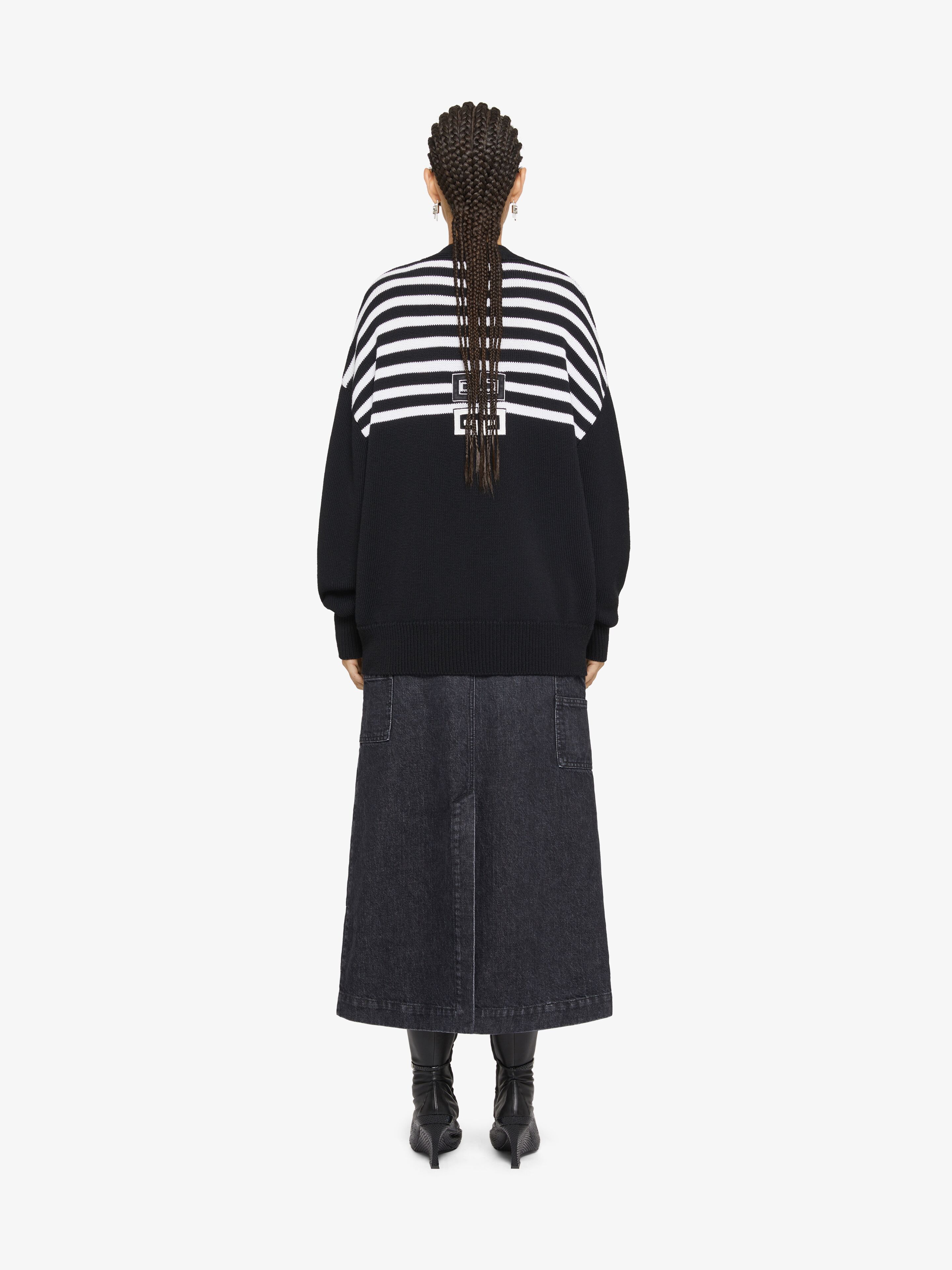 Givenchy Oversize Stripe 4g Patch V-neck Cardigan In Black