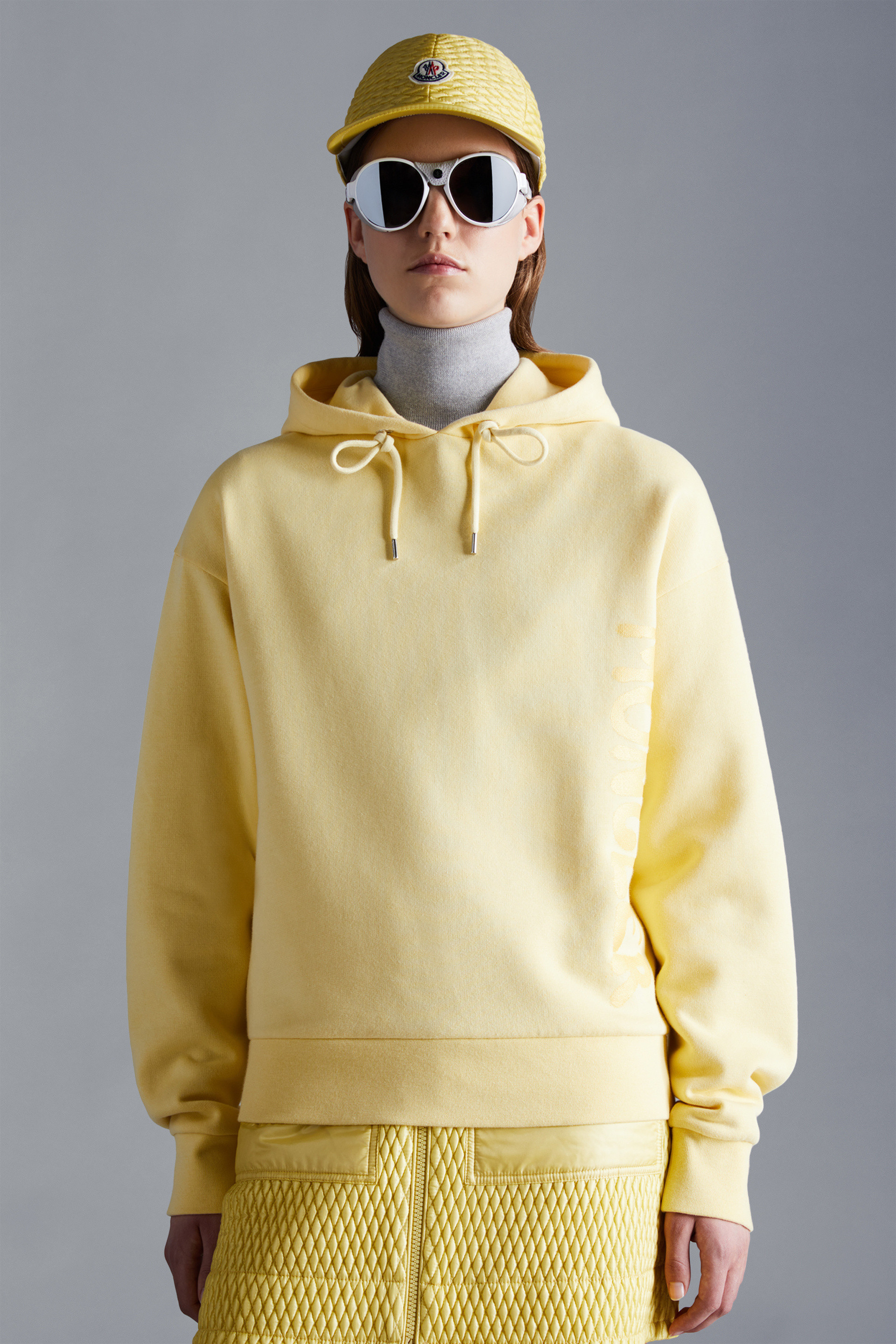 Moncler Logo-print Hoodie In Yellow