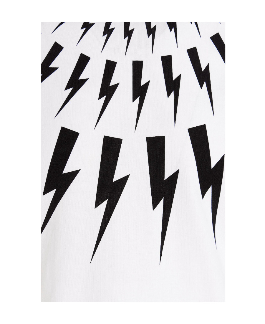 Neil Barrett Slim Fit Fairisle Thunderbolt Crew-neck T-shirt In White