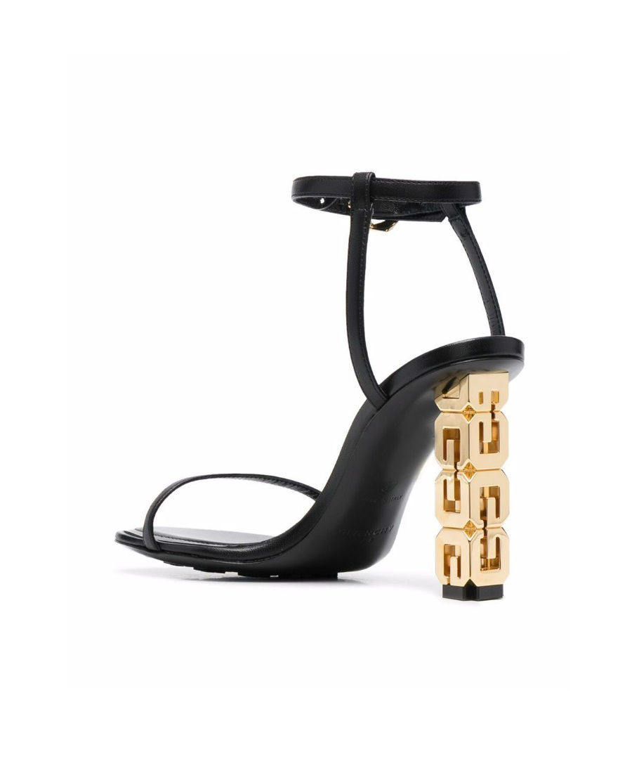 GIVENCHY SANDALS IN LEATHER WITH G CUBE HEEL