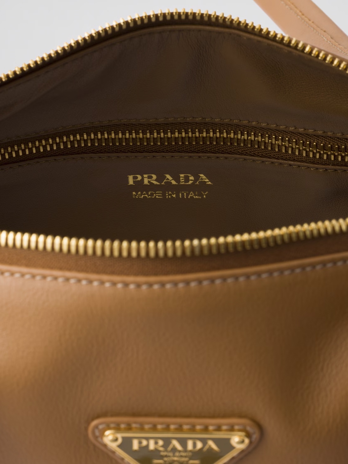 Prada Re-nylon And Leather Medium Top-handle Bag With Padlock In Brown