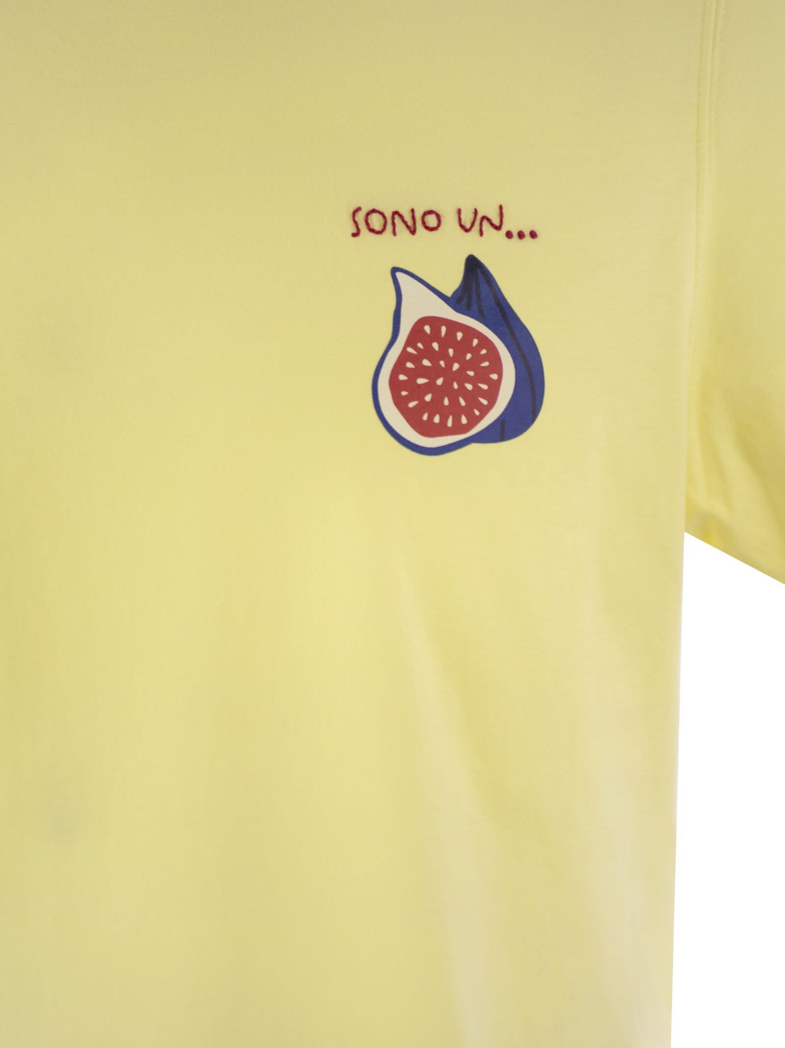 Shop Mc2 Saint Barth Sono Fico Cotton T-shirt In Yellow