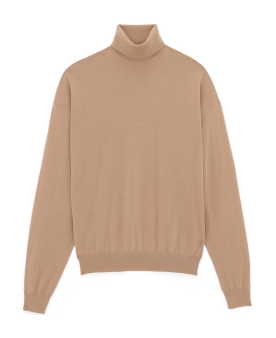 Saint Laurent Roll-neck Wool Jumper In Brown