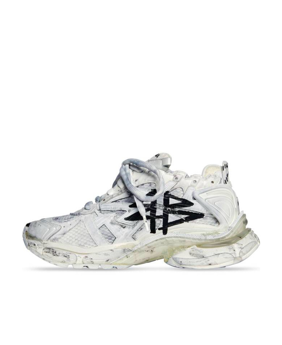 Balenciaga Runner Graffiti Sneakers In White