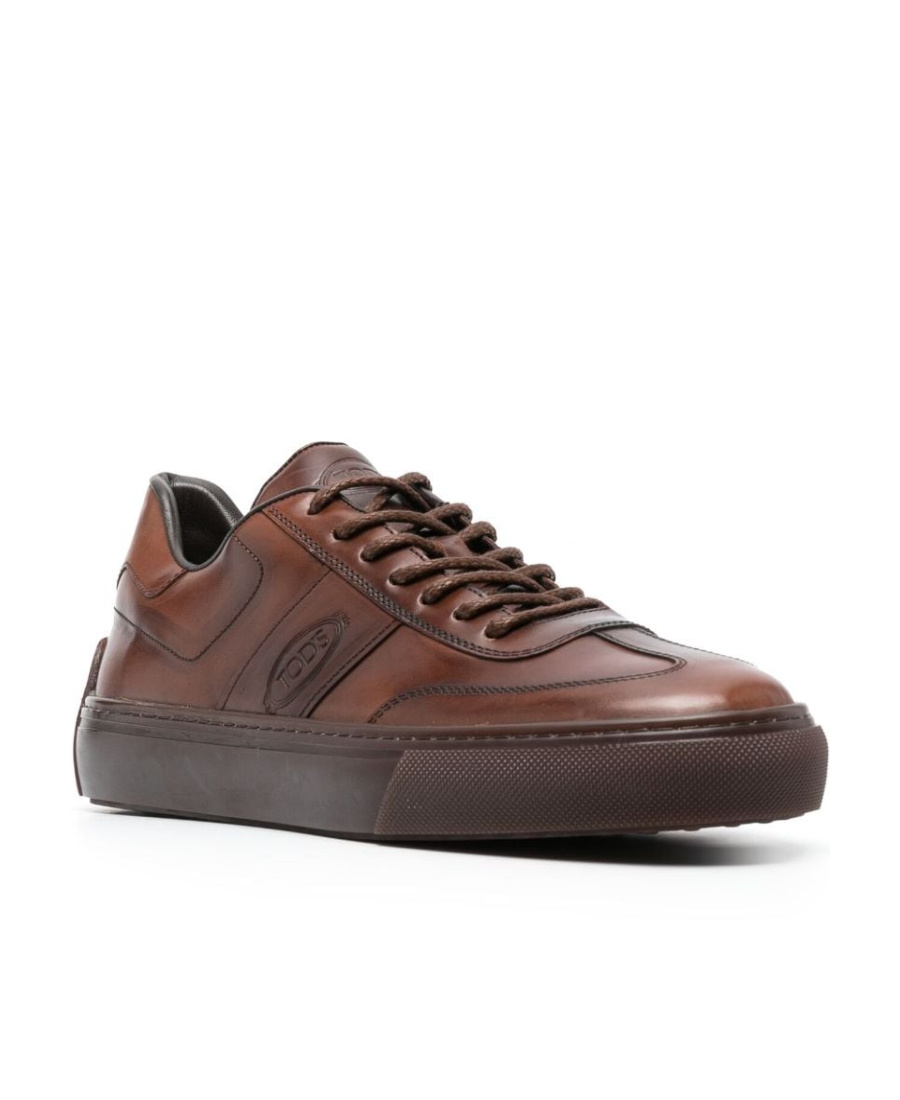 Tod's Logo-debossed Leather Sneakers In Brown