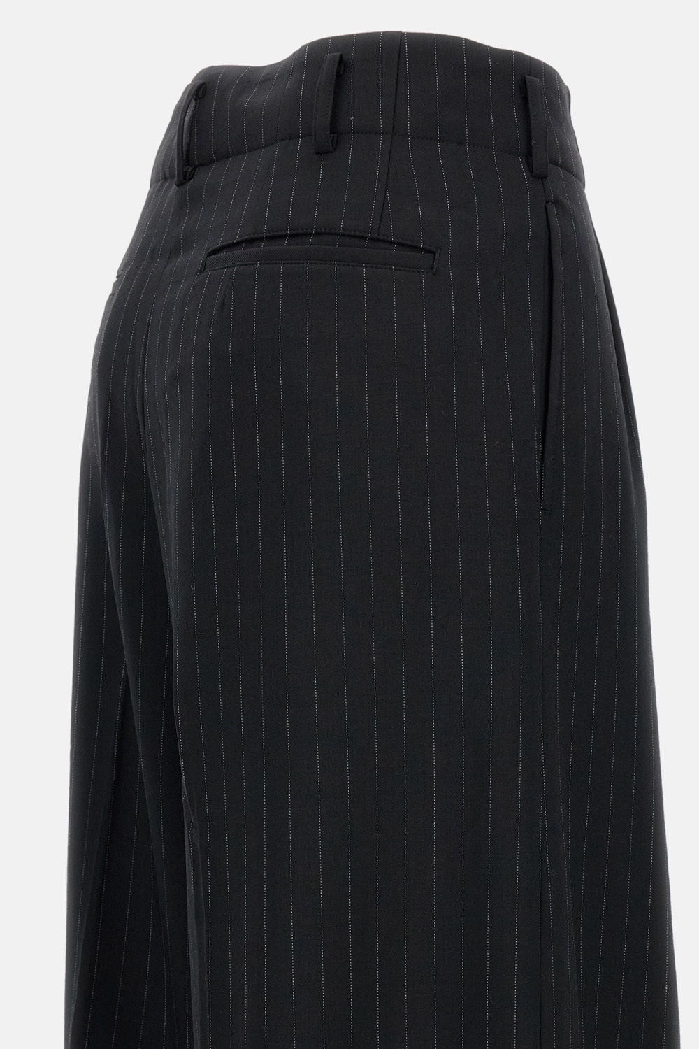 Comme Des Garçons Pinstripe Cuffed Trousers In Black