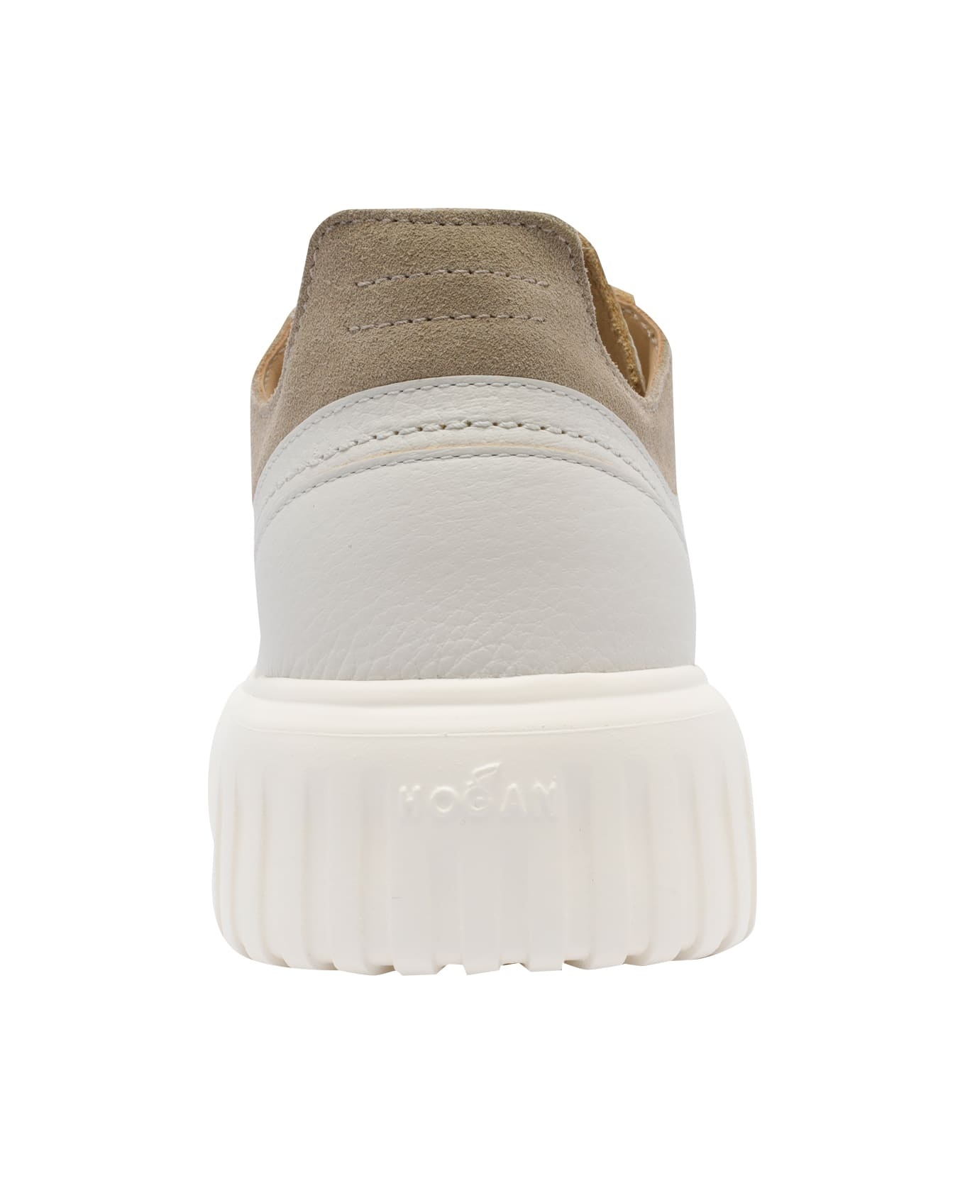 Hogan Round Toe Lace-up Sneakers In White