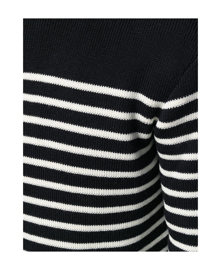 Saint Laurent Buttoned-shoulder Striped Jumper In Black