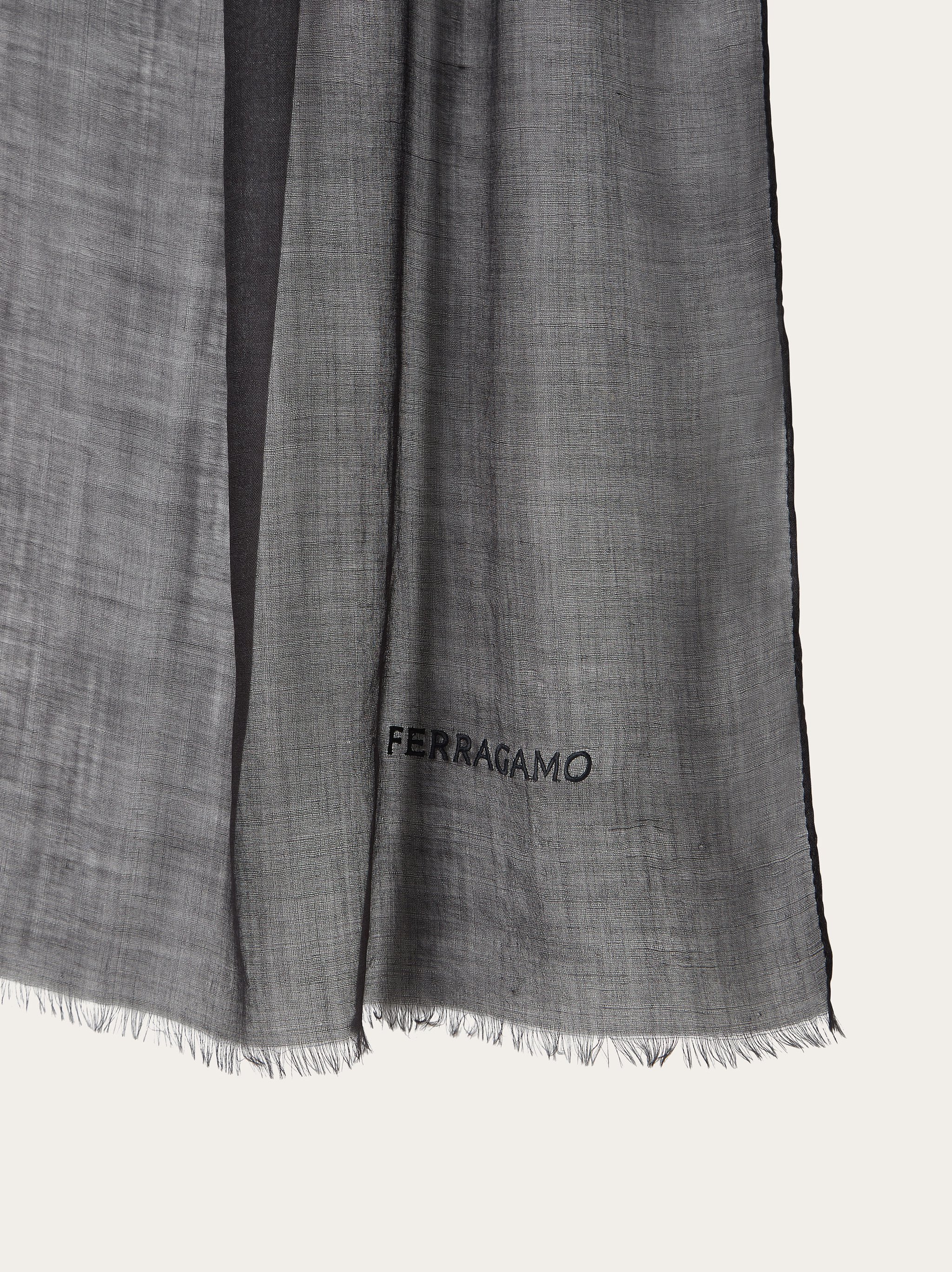 Ferragamo Semi-sheer Cashmere Scarf In Black