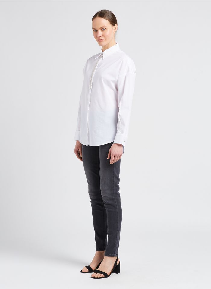 Liu •jo Long-sleeved Lapel Shirt In White
