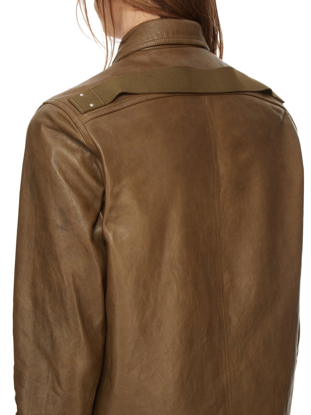 Rick Owens Long-sleeved Leather Jacket In Brown