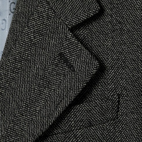 Gucci Herringbone Wool Mouliné Jacket In Gray