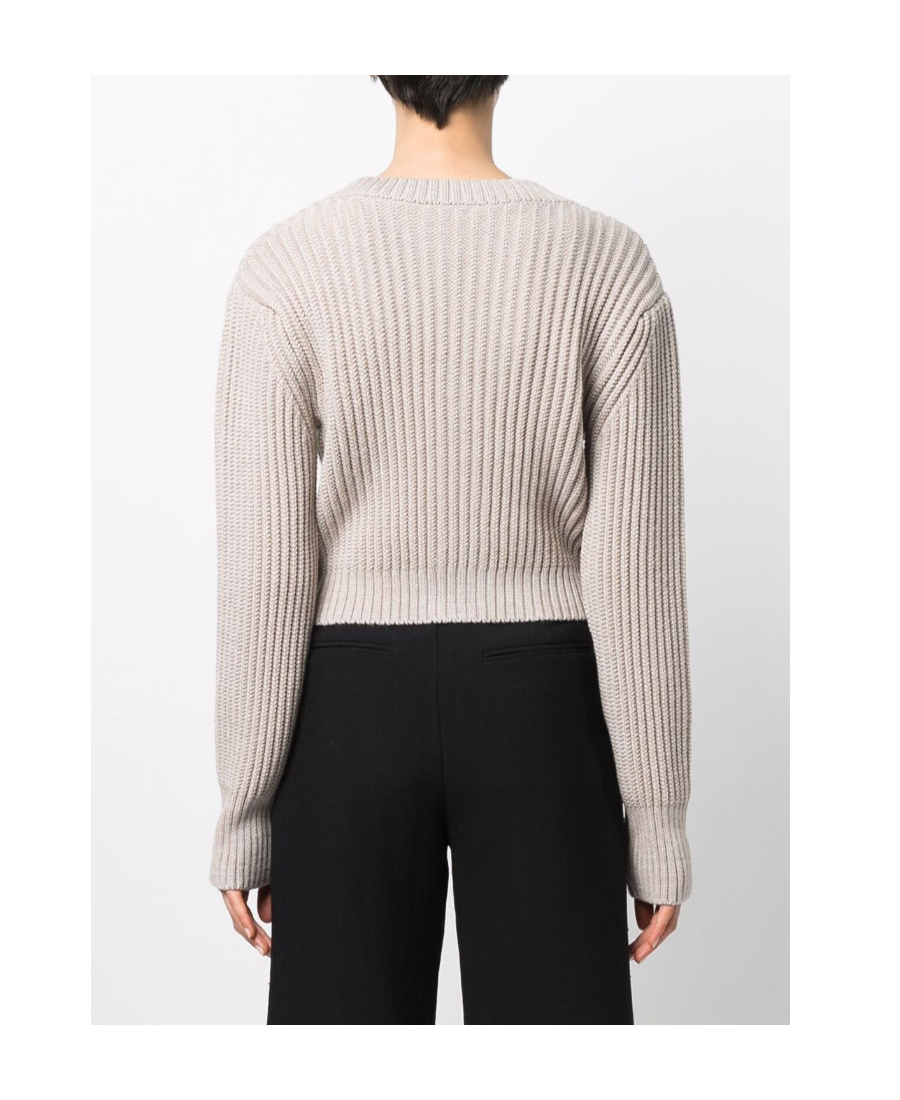 Ami Alexandre Mattiussi Cropped Ribbed-knit Cardigan In Nude