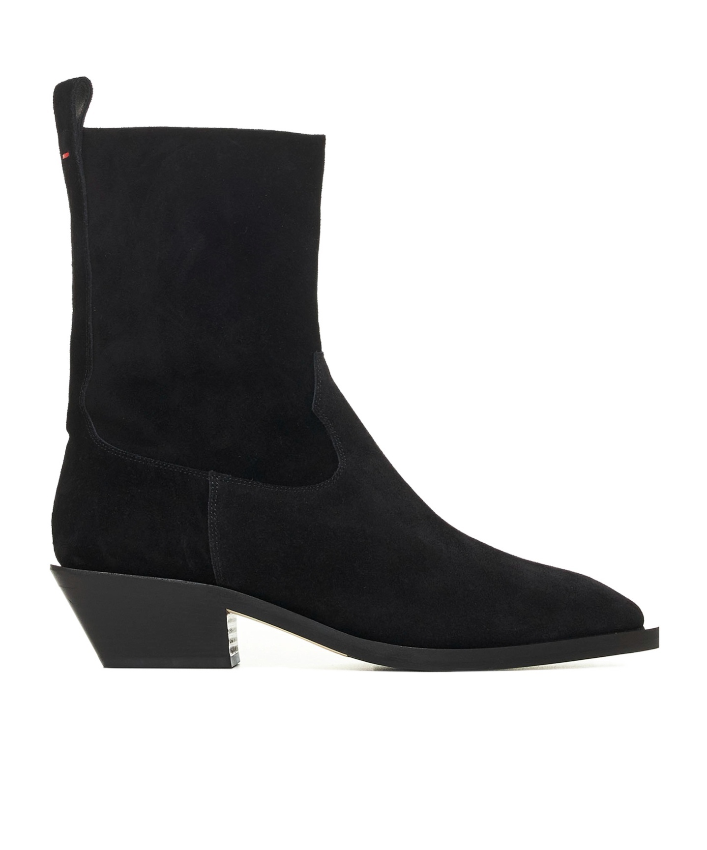 Aeyde Luis 35mm Square Toe Block In Leatherheel Ankle Boot In Black