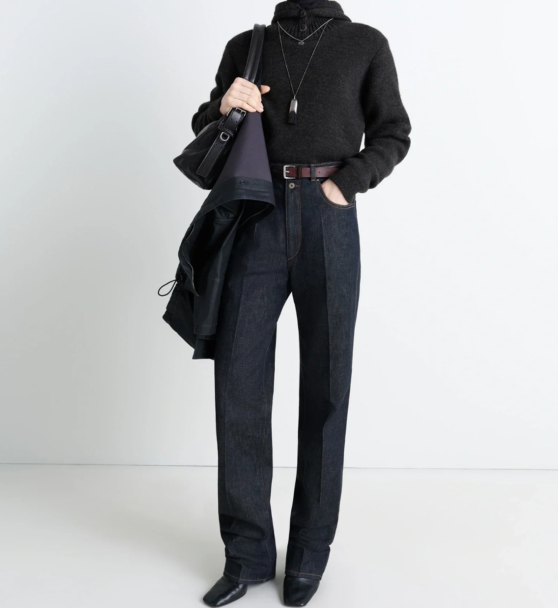 Lemaire Wool Hooded Sweatshirt In Brown