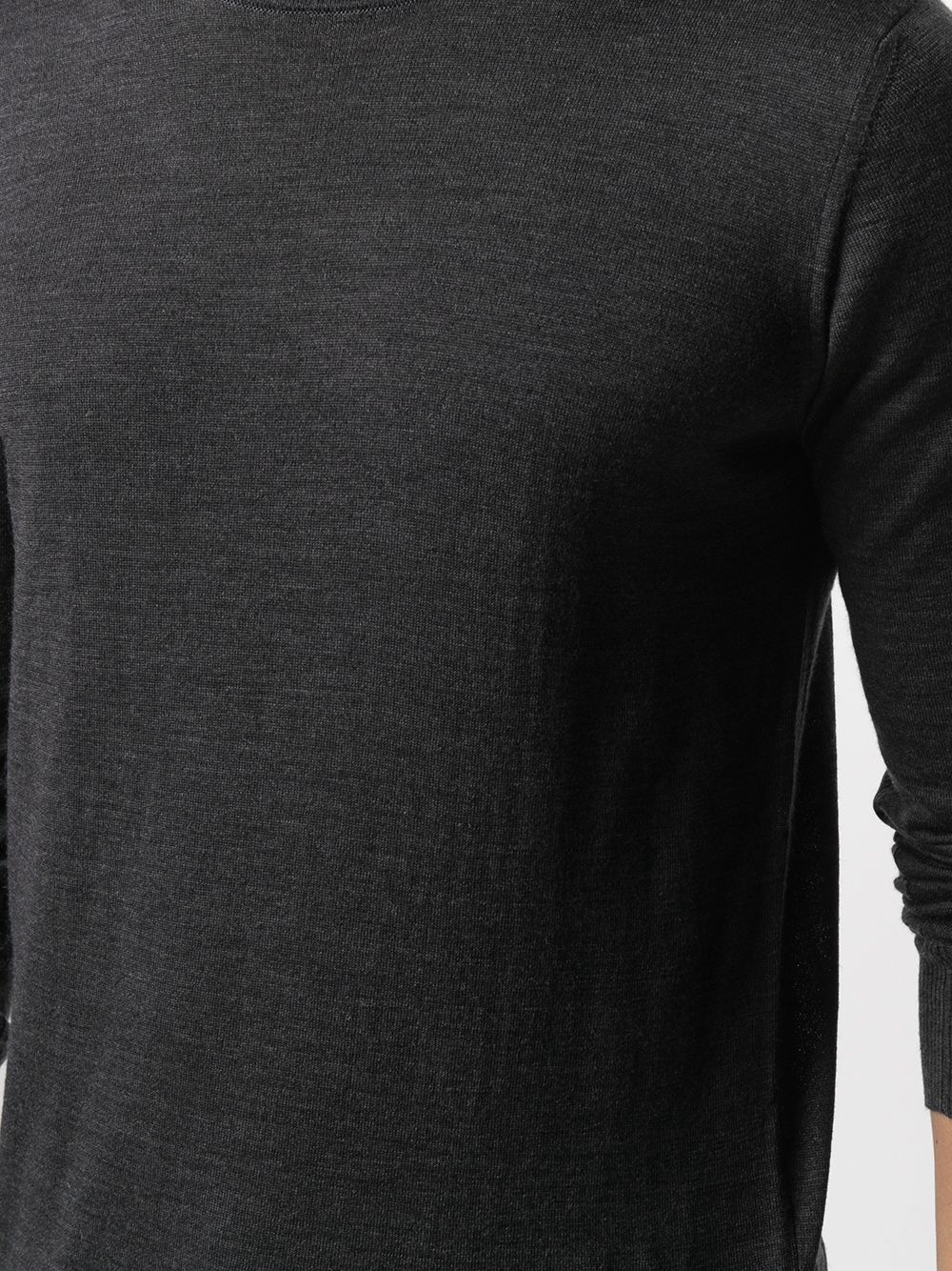 Emporio Armani Patterned Knit Wool And Silk Blend Jumper In Black