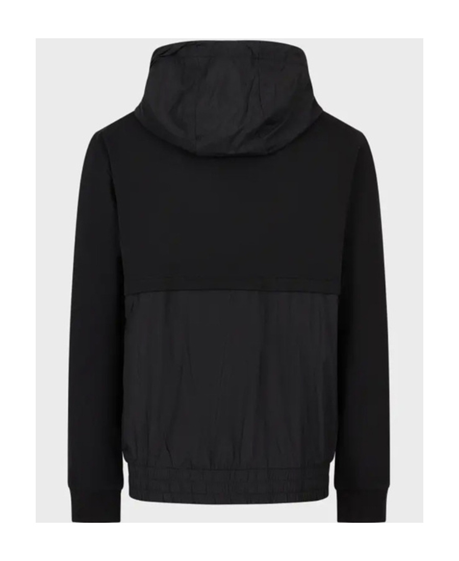 Ea7 Logo Hooded Zipper Sweater In Black