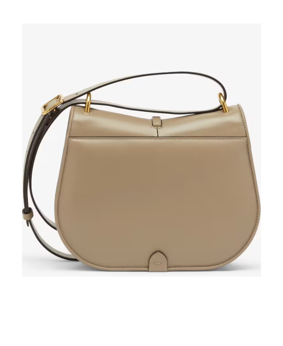 Fendi Logo-plaque Leather Shoulder Bag In Nude