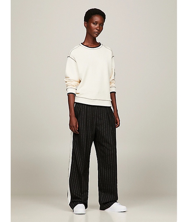 TOMMY HILFIGER CONTRAST-STITCHING SWEATSHIRT