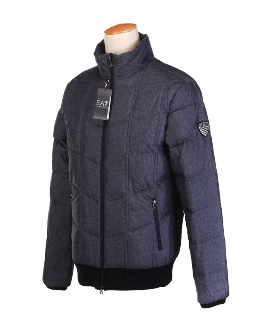 Ea7 Logo Down Jacket In Black