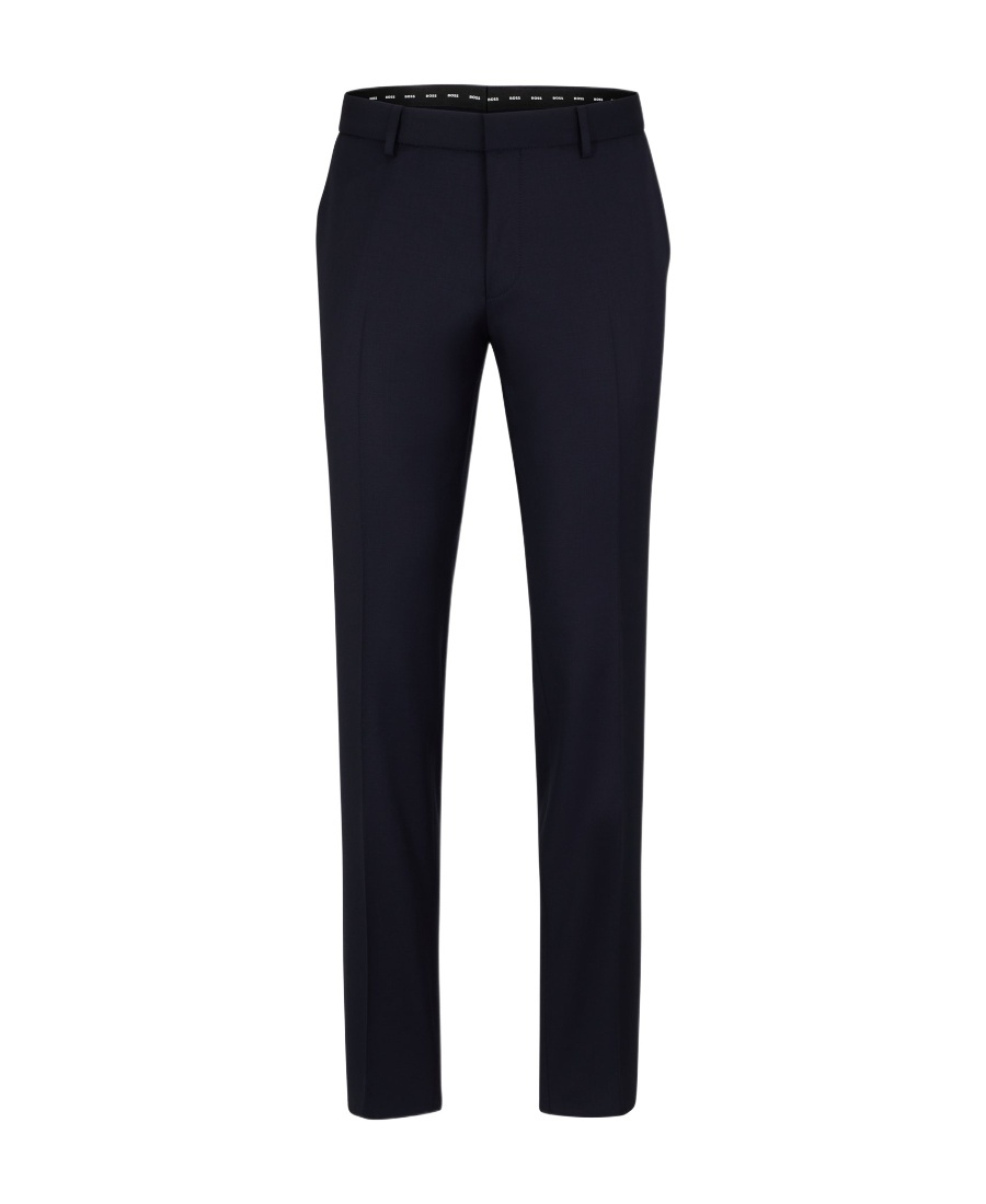 Shop Hugo Boss Straight-leg Wool Trousers In Black