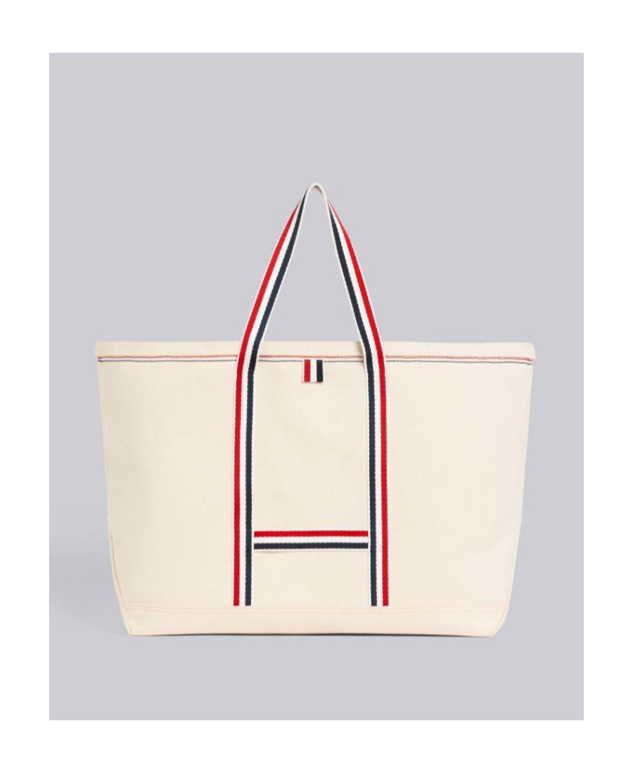 Thom Browne Off White Mens Double Face Canvas Medium Tool Tote Bag In White