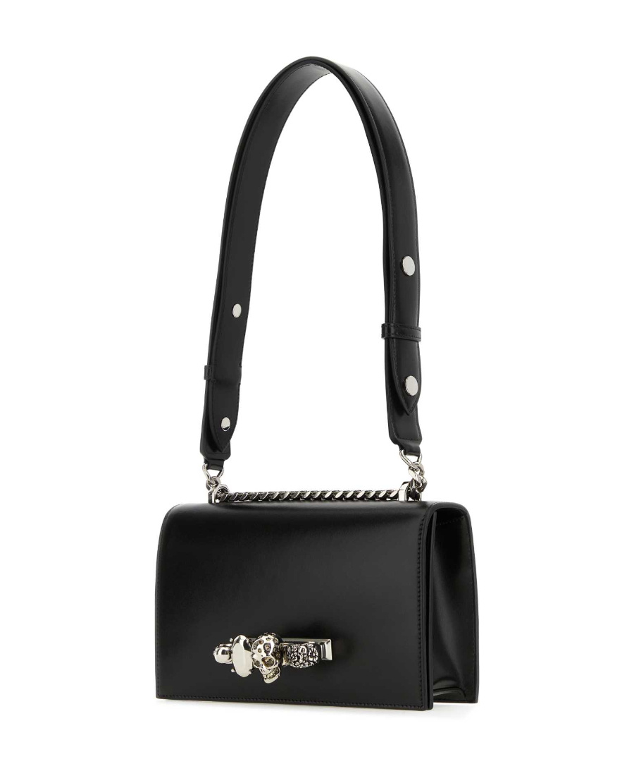 Alexander Mcqueen Mini Jewelled Denim Satchel Bag In Blu