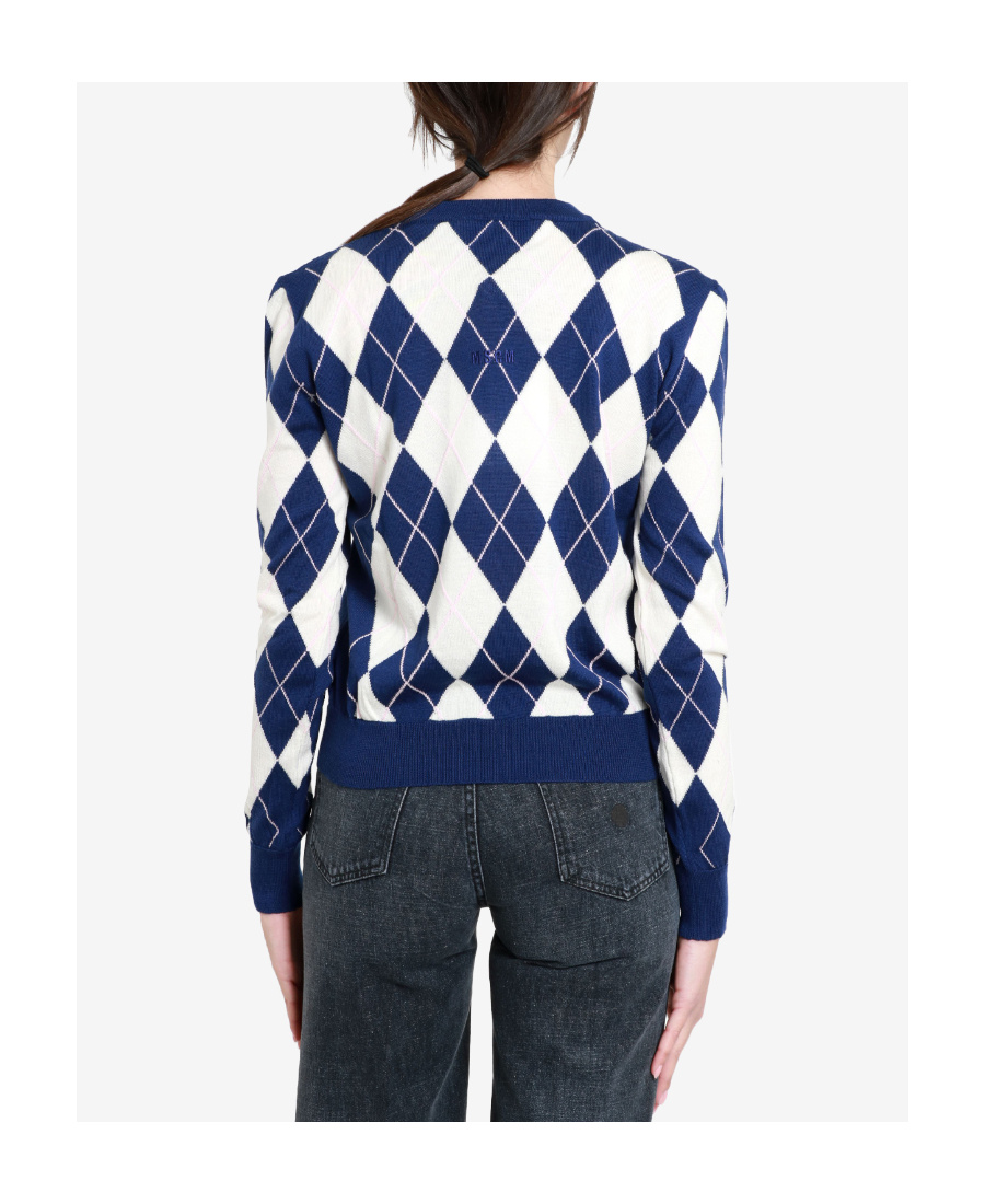 Msgm Woman Sweater Blue Size M Virgin Wool In White