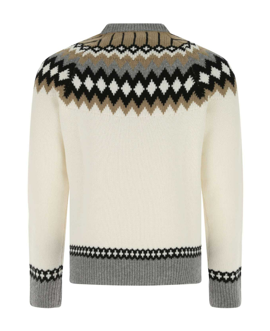 Prada Embroidered Pattern Cashmere Crewneck In Camel Brown