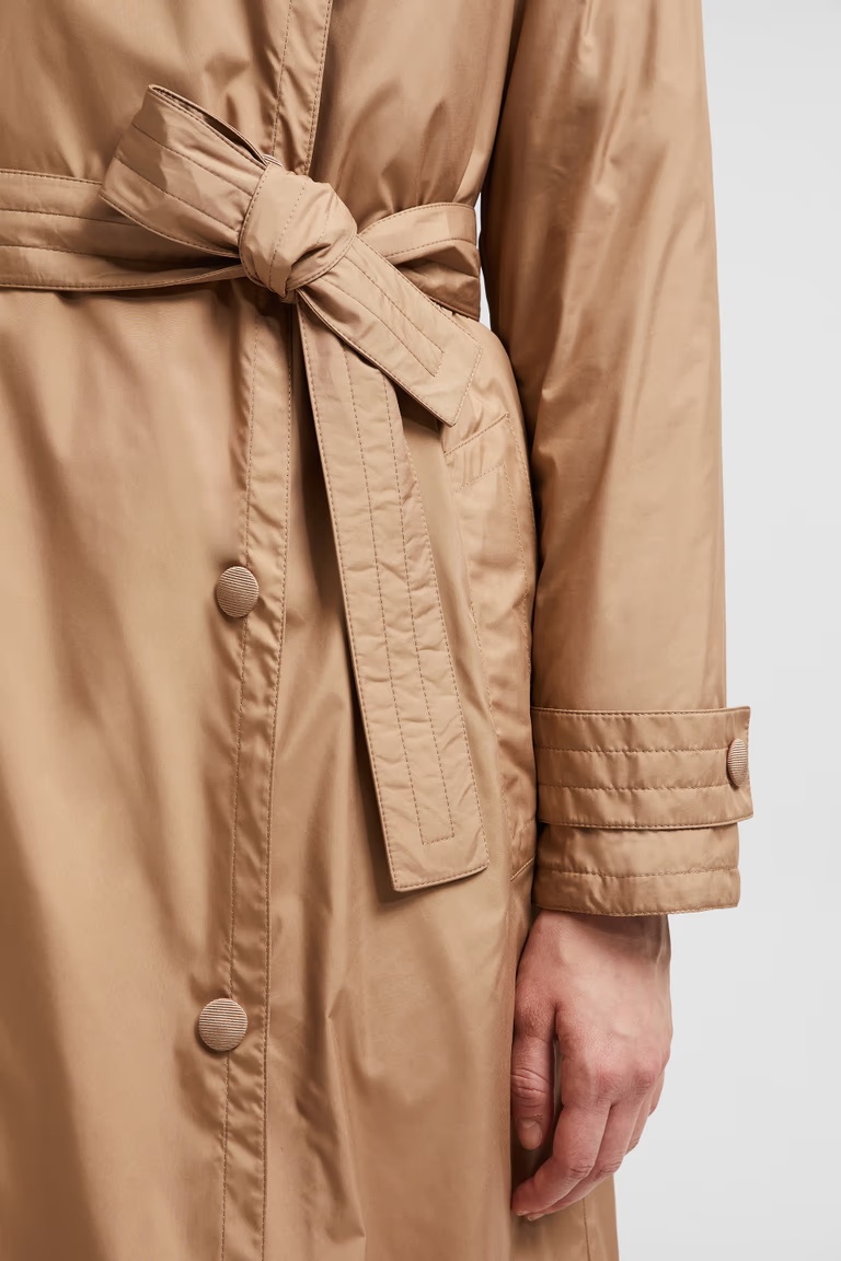 Shop Moncler Barbetane Down Trench Coat In Pink