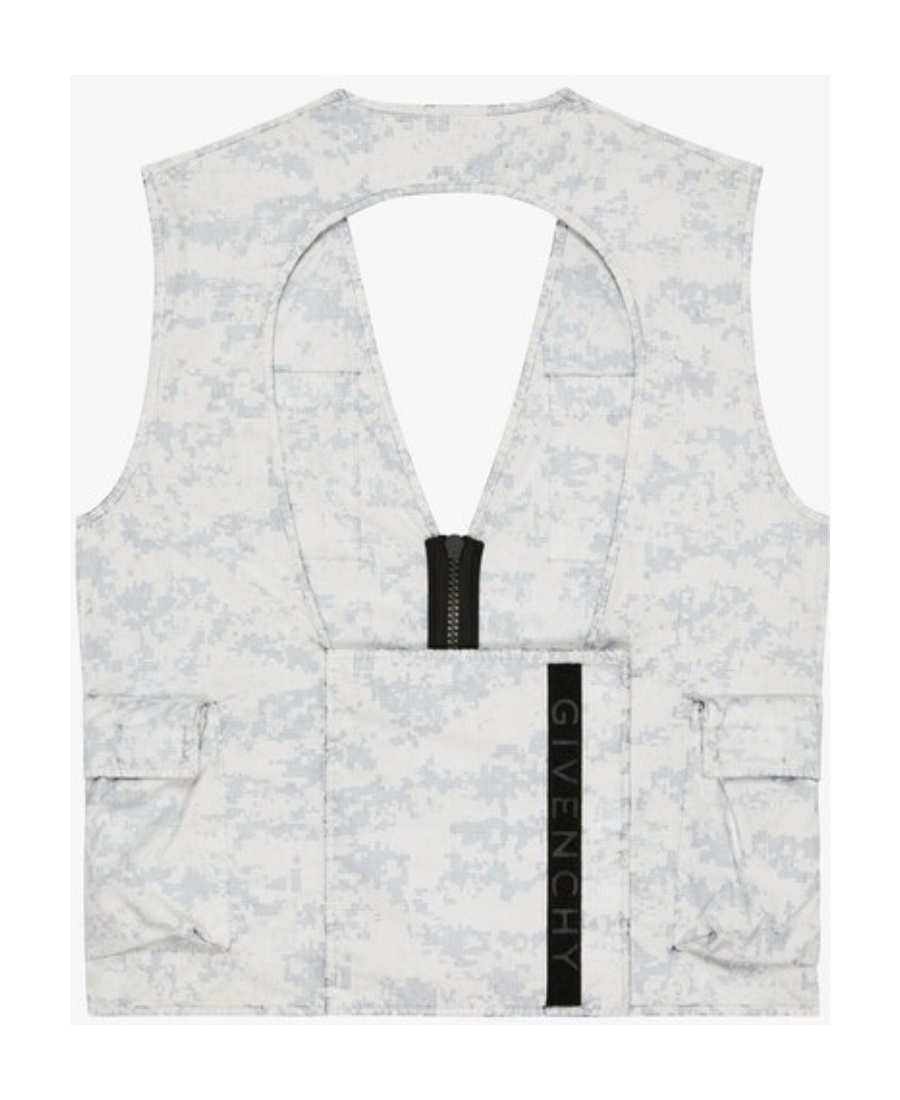 Givenchy Camouflage Pattern V Collar Work Sleeveless Vest In White