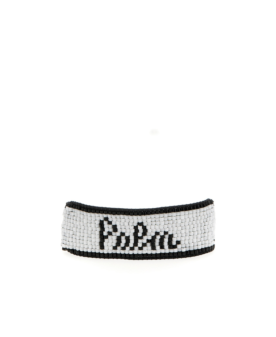 Palm Angels Palm Plaque Beaded Bracelet In Black
